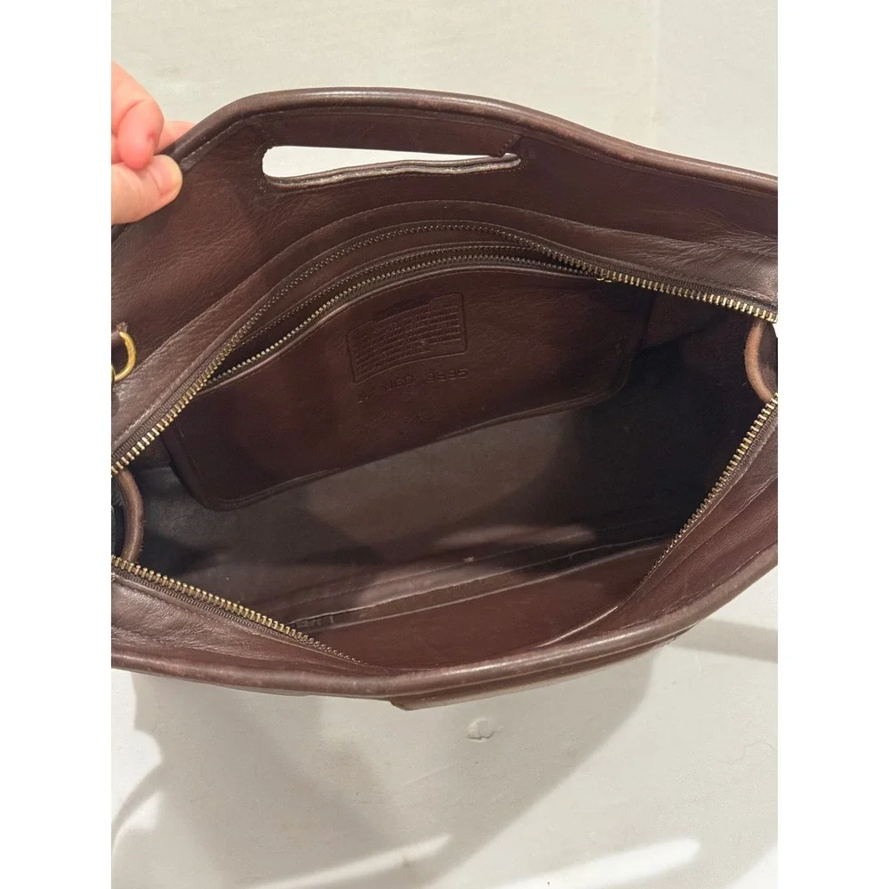 Vintage Coach Large Shopper Laptop Bag Mahogany Brown Leather 9995 USA Top Zip
